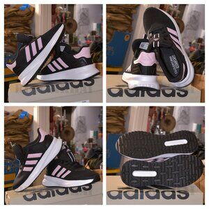 Ladies' XPLR Path Sneaker      adidas®     Color: Black (Black with Pink Stripes